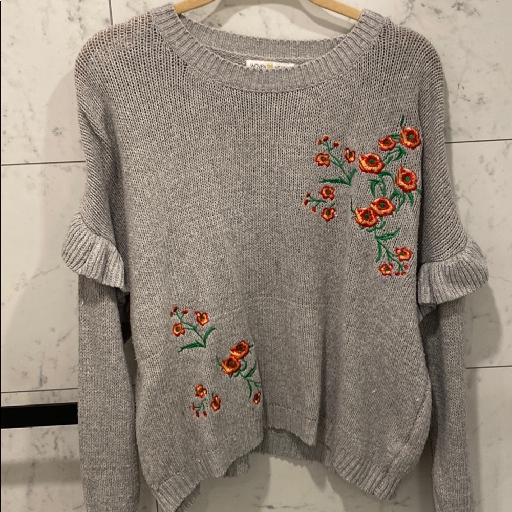 Floral Sweater with Ruffles